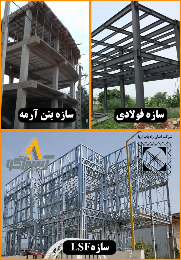 آسراکو طراح،سازنده و مجری سازه های قاب فلزی سبک ال اس اف LSF مقایسه قیمت سازه LSF ال اس اف با سازه بتنی و فولادی